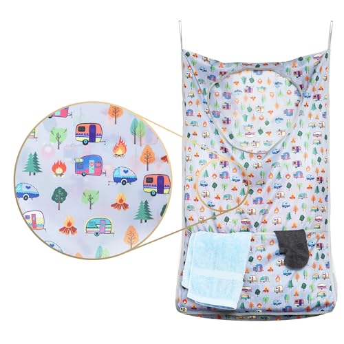 Kay&J Hanging Laundry Hamper, with Side Mesh for Extra Large Capacity, Handy RV accessory and Camper Decor, 32x19 Inch, Over the Door Laundry Bag