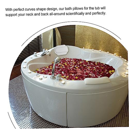 Bathtub Pillow with Ultra-Large Suction Cups for Secure Non-Slip Support Spa Bath Cushion for Head and Neck Comfort Fits Most Tubs Ideal for Relaxing Home Baths and Shower Spa Sessions