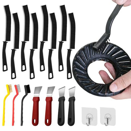 17pcs Crevice Cleaning Brush Set, Bristle Corner Cleaning Brush Set Household Use for Kitchen, Bathroom, Corner, Grout, Sink, Cup(Black)