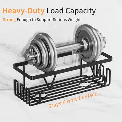 KEGII Adhesive Shower Caddy 4 Pack, No Drilling Shower Organizer with Towel Rack, Hooks & Soap Holder, Self-Adhesive Bathroom Shelves Rack for Space-Saving Storage | 4-Pack Design, Stainless Steel Shelves with Hooks and Soap Holder, Ideal for Bathroom, Ki