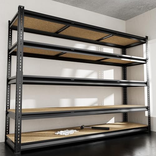 5-Tier Heavy Duty Metal Storage Shelves, 3100 lbs Total Capacity, 48" W x 24" D x 72" H Adjustable Utility Shelving Unit for Garage, Basement, Warehouse & Commercial Kitchen - size: 48Wx24Dx72H