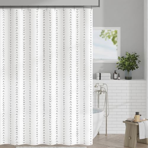 jinchan Black and White Boho Shower Curtain Herringbone Zig Zag Waterproof Fabric Bohemian Modern Farmhouse Arrow Geometric Shower Curtains for Bathroom with 12 Hooks 70x72 Inches - color: Boho Chevron Black, size: 70"W x 72"L (Pack of 1)