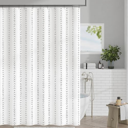 jinchan Black and White Boho Shower Curtain Herringbone Zig Zag Waterproof Fabric Bohemian Modern Farmhouse Arrow Geometric Shower Curtains for Bathroom with 12 Hooks 70x72 Inches - color: Boho Chevron Black, size: 70"W x 72"L (Pack of 1)