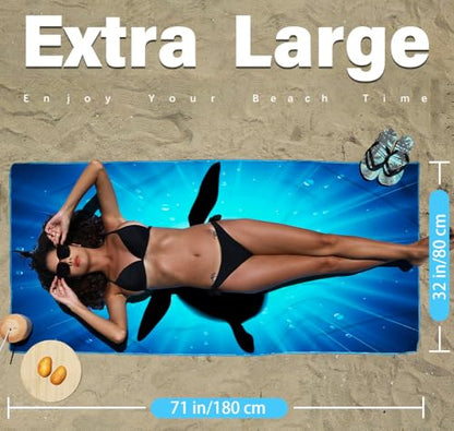 Widdonen Microfiber Beach Towel,Compact 2 Pack-71x32 Inch with Bag Travel | Extra Large,Lightweight,Thin,Sand Free,Quick Dry,Absorbent.Packable for Camping,Swim,Pool,Bath,Picnic,Cruise Essentials Gift - color: 2 Pack Dark Sea Turtle