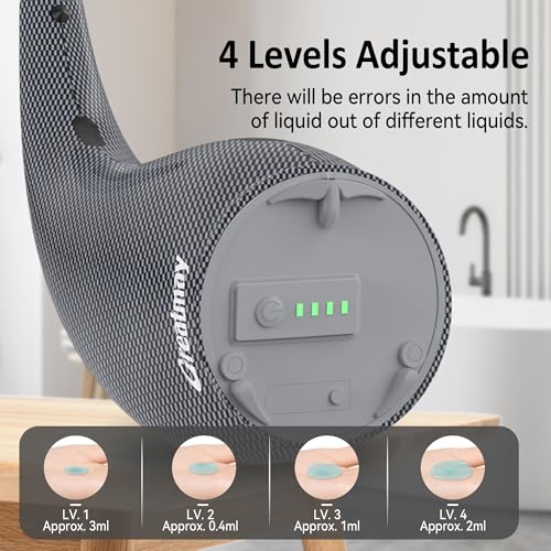 Automatic Soap Dispenser Touchless Rechargeable 10 oz | Magnetic USB Charging, IPX7 Waterproof Sensor Pump with 4 Adjustable Levels for Kitchen Sink & Bathroom Hand Soap - color: Blue Gray Argyle