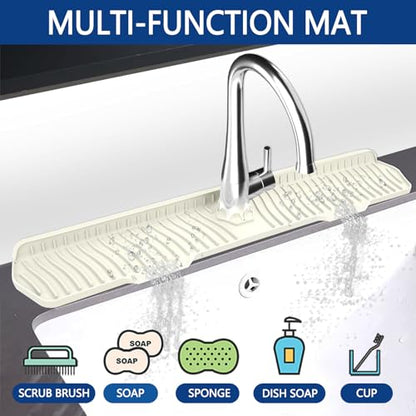 Kitchen Sink Splash Guard Gen2-30" x 6'' Silicone Sink Mat Splash Guard fit for Countertop, Bathroom,Farmhouse,RV by EBIGIC (off white) - color: off-white 30in, size: 30”x 6.0”