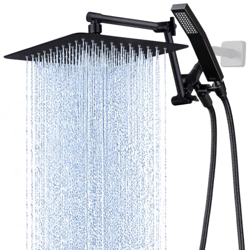 G-Promise All Metal 10 Inches Rainfall Shower Head with Handheld Combo | All Metal, Built to Last, Easy Install, Adjustable Height & Angle for All Heights, Extra Long Hose, Modern Upgrade - color: Oil Rubbed Bronze, size: 10 Inches