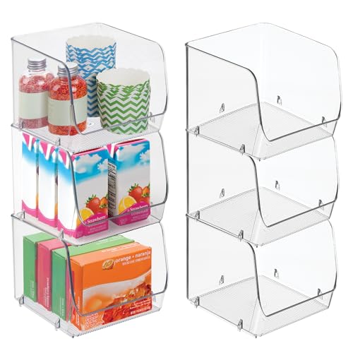 iDesign Stackable Open-Front Storage Bins, Set of 6, Clear | Kitchen and Pantry Organization - style: Pack of 6