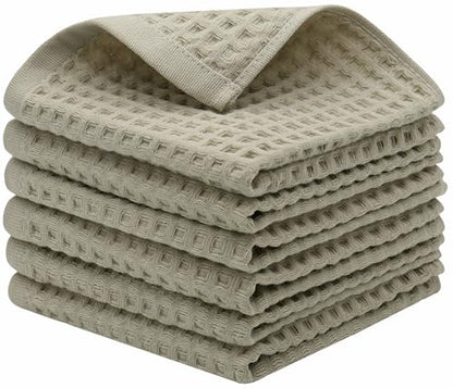 Mia'sDream Cotton Waffle Wash Cloths, 6 Pack, 13" x 13", Khaki | Soft Washcloths,Thin Wash Cloths For Showering Face, Quick Drying Face Cloths, Small Hand Towels for Bathroom & Kitchen - color: Khaki (Washcloth: 13" X 13")