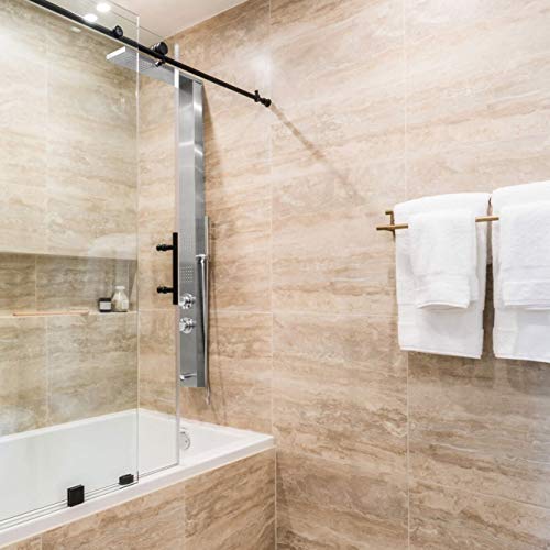 Sasha 59" Rainfall Bodyspray Shower Panel with Handheld Shower Wand and Thermostatic Valve, Stainless Steel