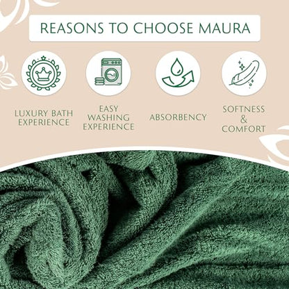 MAURA Hunter Green Hand Towels for Bathroom. Luxury Turkish Cotton Bath Hand Towels Set of 6. Ultra-Soft, Thick & Plush - Dark Green - color: Midnight Green, size: Hand Towel (6-Pack)