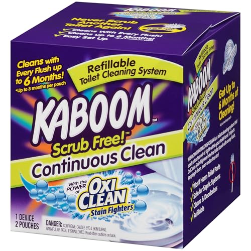 Kaboom Scrub Free! Toilet Bowl Cleaner System with 2 Refills | Continuous Toilet Bowl Cleaner, Scrub Free, Safe for Septic Systems - style: Continuous Clean System