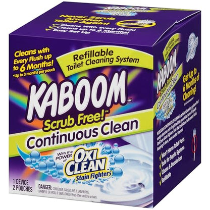 Kaboom Scrub Free! Toilet Bowl Cleaner System with 2 Refills | Continuous Toilet Bowl Cleaner, Scrub Free, Safe for Septic Systems - style: Continuous Clean System