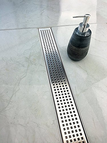 Neodrain 36" Linear Shower Drain, Brushed 304 SS Bathroom Linear Drain,cUPC | Brushed Nickel Shower Drain with Quadrato Grate& Adjustable Feet, Long Rectangle Shower Floor Drain in Bathroom, Balcony etc - color: Brushed Nickel, size: 36 In