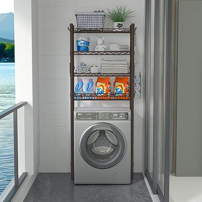Hodonas Over Toilet Storage Shelf, Espresso, 26.97" x 9.84" x 67.32" | Sturdy Carbon Steel, 4 Tiers, Adjustable, Freestanding, Stable, Easy to Assemble, Over the Toilet for Storage in Bathroom - color: Espresso-4 Tier
