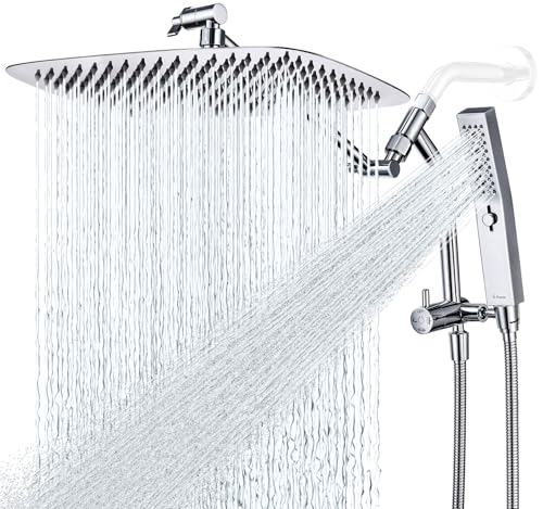 G-Promise 14 Inch All Metal Rain Shower Head with Handheld Spray (Chrome) | Suits Every Height, Pause Mode Diverter, Massage Mode Handheld, Full Body Coverage, Easy to Install, Modern Bath Upgrade - color: Chrome, size: 14 Inch
