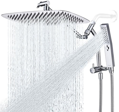 G-Promise 14 Inch All Metal Rain Shower Head with Handheld Spray (Chrome) | Suits Every Height, Pause Mode Diverter, Massage Mode Handheld, Full Body Coverage, Easy to Install, Modern Bath Upgrade - color: Chrome, size: 14 Inch