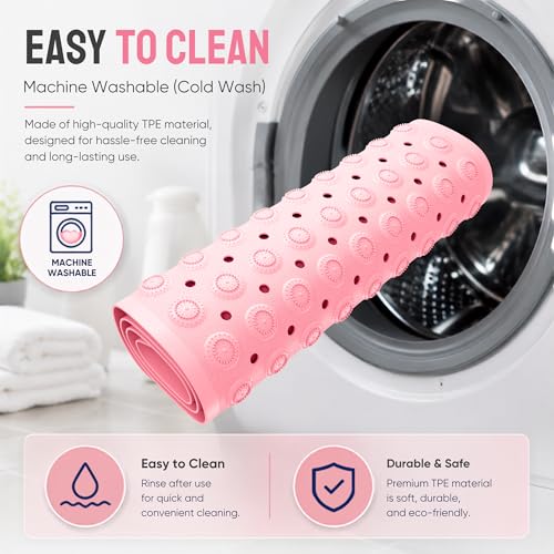 Bathtub Mat Non-Slip – 39" x 15.5" Extra Long Shower Mat with Suction Cups, BPA Free & Machine Washable, Textured Bath Mat for Tub, Ideal for Kids, Seniors & Pregnant Women, Pink - color: Pink
