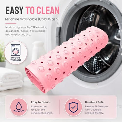 Bathtub Mat Non-Slip – 39" x 15.5" Extra Long Shower Mat with Suction Cups, BPA Free & Machine Washable, Textured Bath Mat for Tub, Ideal for Kids, Seniors & Pregnant Women, Pink - color: Pink