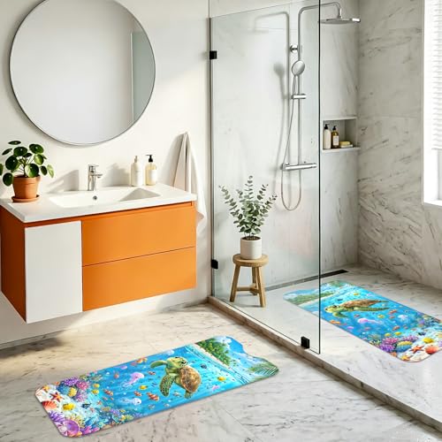Kids Bath Mat for Tub Non Slip – 40"x16" Cute Cartoon Turtle Baby Bathtub Mats, Machine Washable, Extra Long Tub Mats with Suction Cups & Drain Holes Non Slip Baby Shower Mat for Toddler Bath(Turtle) - color: Turtle1