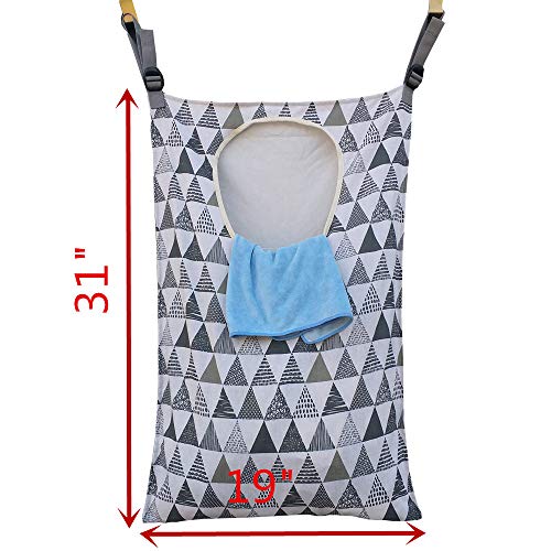 Door Wall Hanging Laundry Hamper with Stainless Steel Hooks