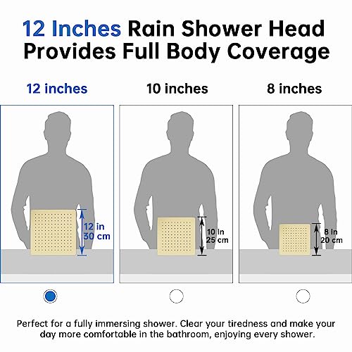 G-Promise All Metal 12 Inches Rainfall Shower Head with Handheld Combo | All Metal, Built to Last, Easy Install, Adjustable Height & Angle for All Heights, Extra Long Hose, Modern Upgrade - color: Polished Brass, size: 12 Inches