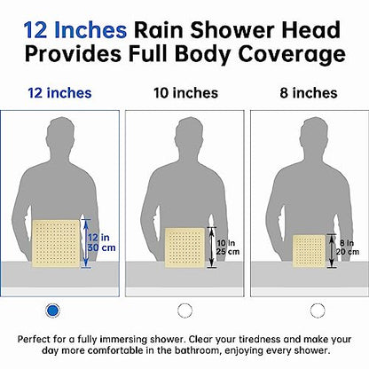 G-Promise All Metal 12 Inches Rainfall Shower Head with Handheld Combo | All Metal, Built to Last, Easy Install, Adjustable Height & Angle for All Heights, Extra Long Hose, Modern Upgrade - color: Polished Brass, size: 12 Inches