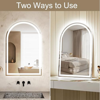 Arched LED Bathroom Mirrors with Lights 24"x40", Anti-Fog, Anti-Fog, Dimmable, Shatterproof, Touch Sensor - size: 40"L x 24"W