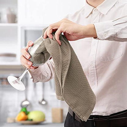 joybest Cotton Kitchen Towels, 4-Pack Waffle Weave Ultra Soft Absorbent Dish Towels Quick Drying Dish Cloths, 18 in x 28 in, Coffee - color: Coffee, size: 18 in x 28 in