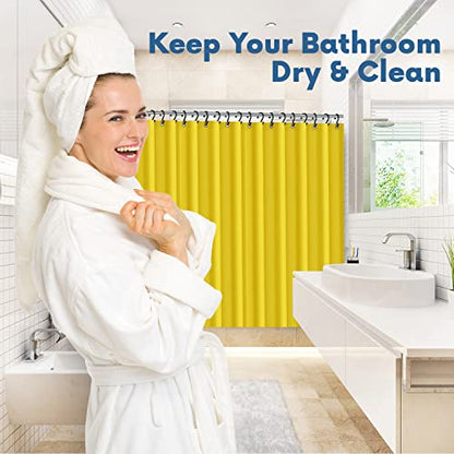 No Smell Shower Curtain Liner 72x72 Yellow - PEVA Plastic Shower Curtain for Bathroom, PVC-Free Waterproof Yellow Shower Liner with Metal Grommets and Magnet-Weighted Bottom Hem - Washable Liner - color: Yellow