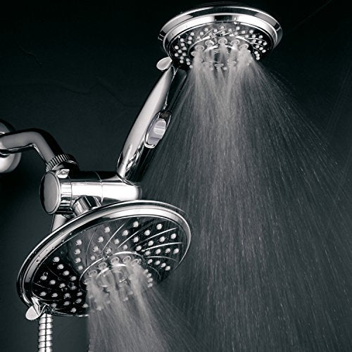 HotelSpa - Shower Heads with Handheld Spray - High Pressure Shower Head - 6 Inch Showerhead, 4 Inch Handheld Shower Head - 2-in-1, 30-Setting Shower Heads, 5-to-7 Foot Shower Hose, Showerspa (Chrome) - color: Chrome
