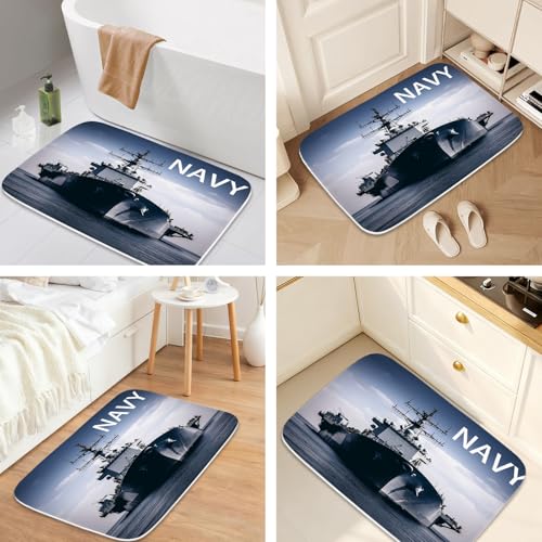 Bathroom Mat Set Modern Ocean Nautical Boys Bathroom Rugs Sets 3 Piece Military Cool, Memory Foam Bath Rugs, U-Shaped Toilet Rug Non Slip Absorbent Blue - color: Color21