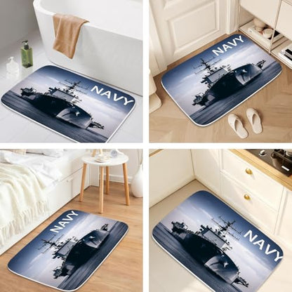 Bathroom Mat Set Modern Ocean Nautical Boys Bathroom Rugs Sets 3 Piece Military Cool, Memory Foam Bath Rugs, U-Shaped Toilet Rug Non Slip Absorbent Blue - color: Color21
