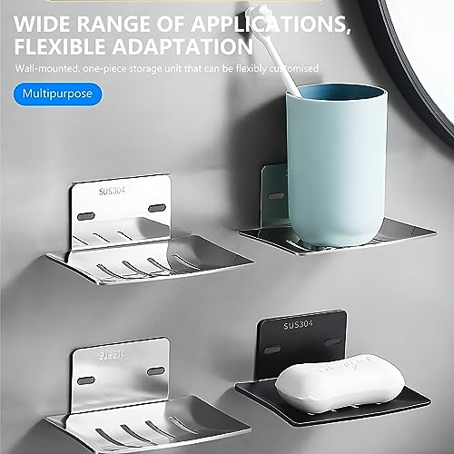 Wall Mounted Soap Dish,304 Stainless Steel Bar Soap Holder-Black 2pcs | Bath Soap Dish for Shower,Bathroom, Kitchen - color: 304 Stainless Steel Black