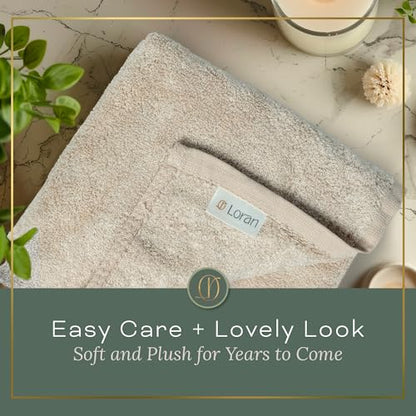Vanilla Extra Large Washcloths Set of 6 Soft Body Cloths 13” x 13” 70% Viscose Derived from Bamboo, 30% Cotton Spa-Like Feel Silky for Skin Cleansing - color: Vanilla