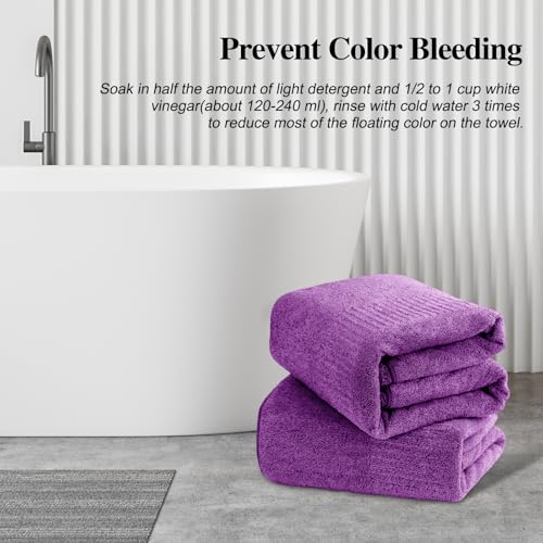 SEISSO Bath Towels, Extra Absorbent & Quick Drying Lightweight Fiber Towels, Premium Big Soft Bath Towel for Fitness, Spa, Sports Towels, Yoga Towel, Dark Purple(4 Pack) - color: Dark Purple