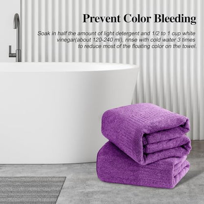 SEISSO Bath Towels, Extra Absorbent & Quick Drying Lightweight Fiber Towels, Premium Big Soft Bath Towel for Fitness, Spa, Sports Towels, Yoga Towel, Dark Purple(4 Pack) - color: Dark Purple