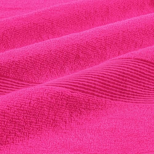 8 Piece Towel Set 100% Ring Spun Cotton, 2 Bath Towels 27x54, 2 Hand Towels 16x28 and 4 Washcloths 13x13 - Ultra Soft Highly Absorbent Machine Washable Hotel Spa Quality - Hot Pink - color: Hot Pink, size: 8 Piece Towel Set