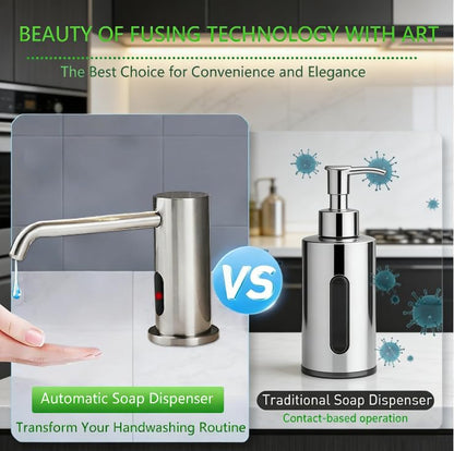 Touchless Automatic Soap Dispenser for Kitchen & Bathroom – Built-in Brushed Nickel Electric Liquid Soap Dispenser with 1000ml Large Capacity, Infrared Sensor, and Premium Brass Core (33.8oz)