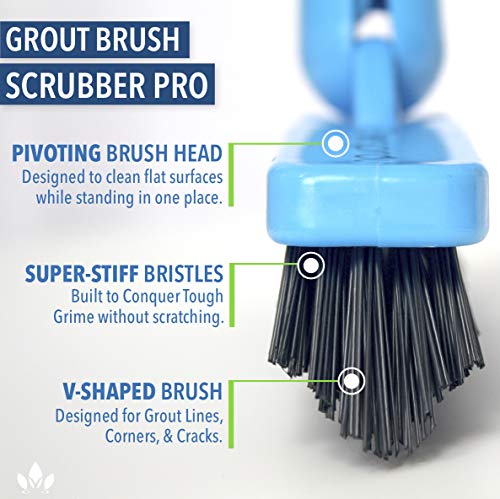 EVERSPROUT Grout Cleaning Brush (Attachment Only), Swivel V-Shape Scrubber | Swivel Head for Grout Lines, Corners, Tough Grime, Hard to each Areas & Tight Spaces, for Shower, Bathroom, Tiles, Floor - style: Grout Brush (no pole)
