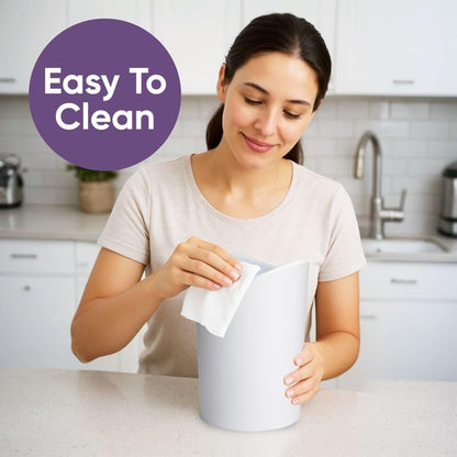 Superio MIni Bathroom Trash Can with Lid, Modern White Mini Waste Bin with Swing Lid (1 1/2 Gallon, 6 Liter) Plastic Garbage Can for Kitchen, Bathroom, Bedroom, Office, Under Desk (1, White) - color: White
