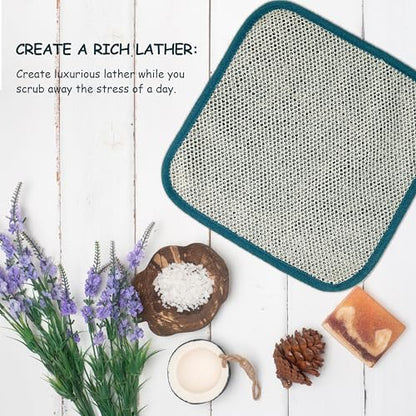 5 Pack Soft Weave Home Spa Bath Shower Exfoliating Massage Face Body Wash Cloths, Dual-Sided with Exfoliating Scrub and Soft Terry Cloth Towel