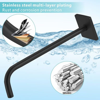 Shower Arm with 3.5" Flange, 15 Inch Wall Mount Replacement Shower Head Arm For Fixed Shower Heads and Handheld Showerhead, Matte Black - color: Matte Black, style: 15 Inch