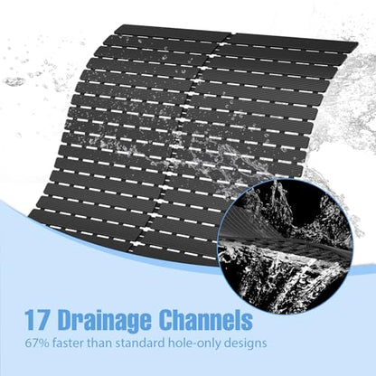 Shower Mat Non-Slip Bath Mat for Tub and Shower Stall,236 Suction Cups with Drain Holes, Quick Dry Machine Washable, Extra Grip for Stand Up Showers, Bathroom Essentials 24x24 Inch(Black) - color: Black
