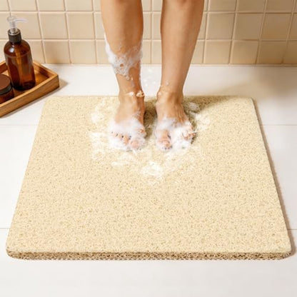 24 * 24in Shower Mat Bathtub Mat Non Slip | Bathmats Non Slip, Quick Drying Foot Scrubber Loofah Mats for Inside Shower, Tub, Bathroom, Home, Beige - color: Beige, size: 24" x 24" (Rectangular)