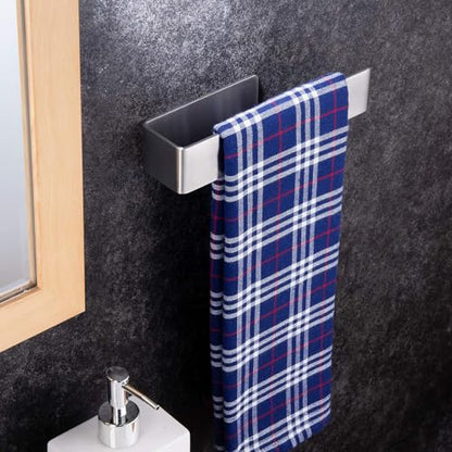 Hand Towel Holder, Self Adhesive Hand Towel Bar, Bathroom Towel Rack Stick on Wall, Stainless Steel Brushed Silver