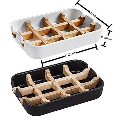 Aoheuo Modern Bamboo Fiber soap Holder and soap Dish Combination (Removable), White, 5.12 Long by 3 Wide, 0.98 inches high, Used in Kitchens, bathrooms, and bar Sinks - color: White, size: 1Pack (Bamboo)