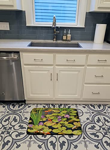Caroline's Treasures PRS4050RUG Koi Pond II Machine Washable Memory Foam Mat, Bathroom Rug, Non-Slip Bath Mat, Durable Thick Washable Rugs for Kitchen, Bathroom Quick Dry, Decorative Artwork,
