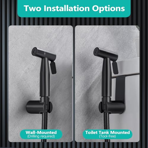 BARROCK Handheld Bidet Sprayer for Toilet, Stainless Steel Metal Made Baby Cloth Diaper Spraying Kit, Bathroom Toilet Bidet Attachment Set for Bathing Pets and Feminine Hygiene, Matte Black - color: Matte Black