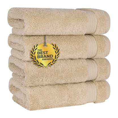 Cotton Paradise 100% Cotton Turkish Towel Set, Soft Absorbent Quick Dry, 4 Piece Hand Towel Set, Beige - color: Beige, size: 16"x28"